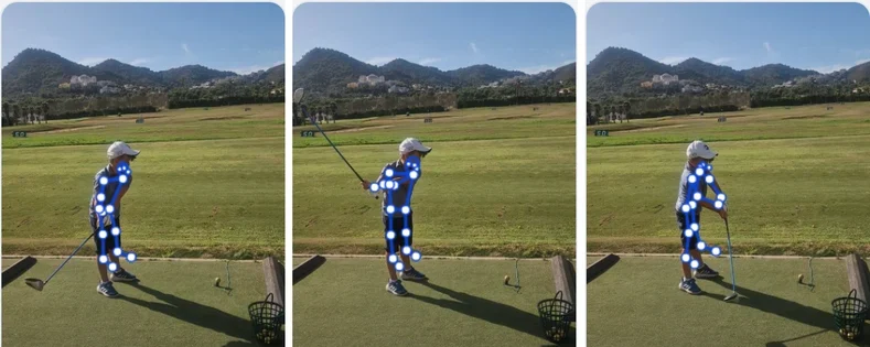 Body mapping from one phone video: the joints marked frame by frame