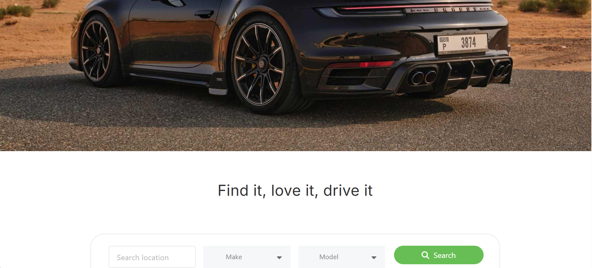 The public Car Market Middle East marketplace, where uploaded stock appears, with buyers searching by location, make and model